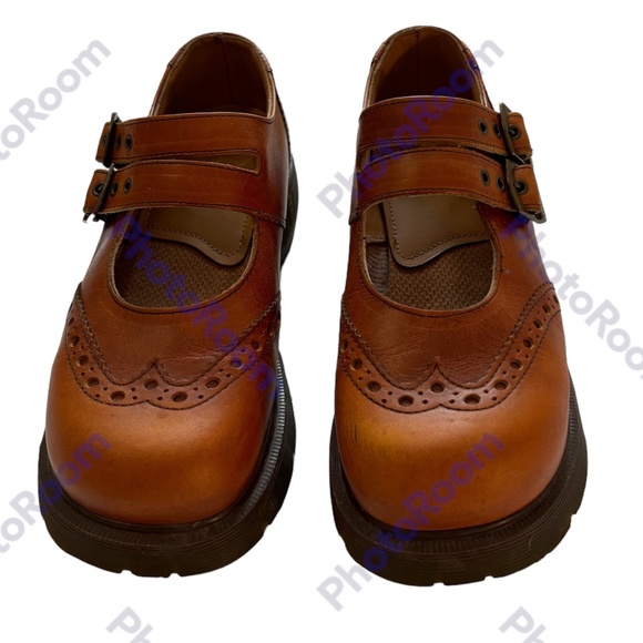 Chunky Double Strap Vintage Dr. Martens Brown Wingtip Mary Jane’s Size US 8. (9) - Picture 4 of 10